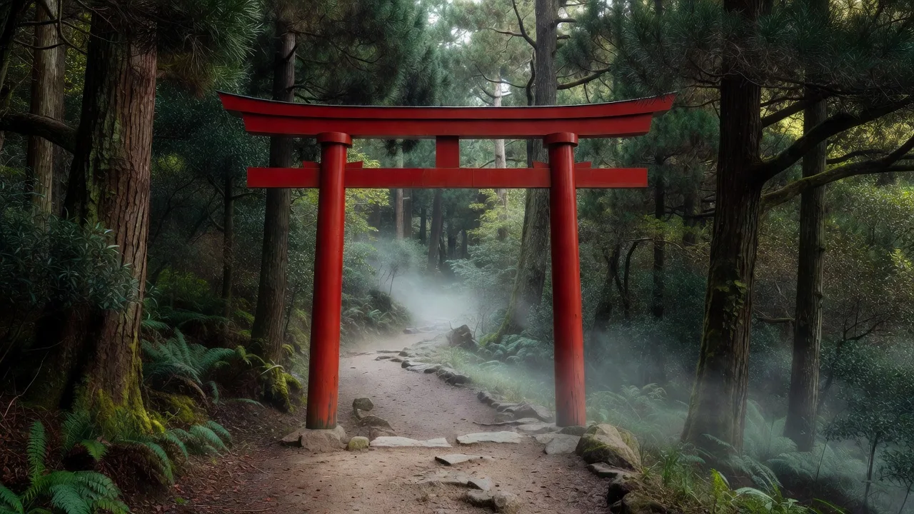 山道にたたずむ鳥居